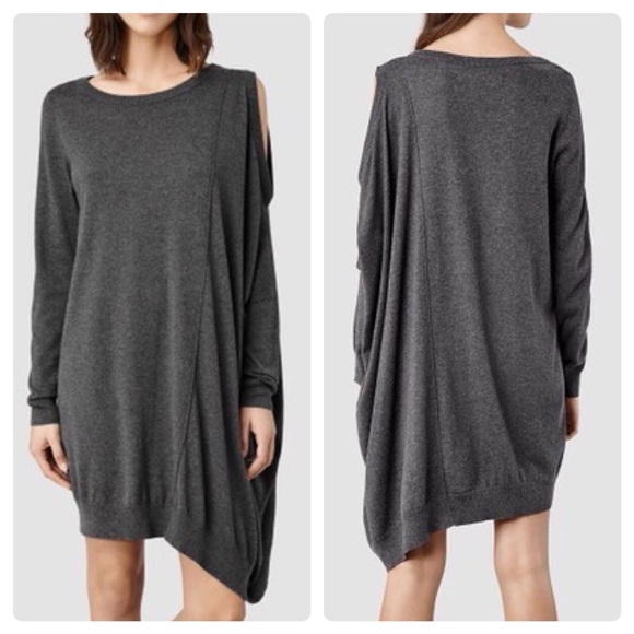 All Saints Cold Shoulder Sago Sweater Dress Sz 10 - Picture 3 of 8